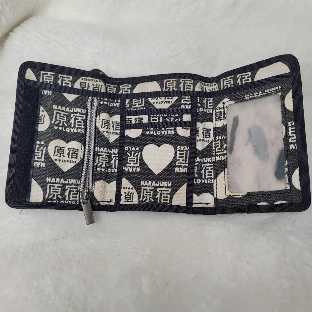 Y2K Harajuku Lovers Cha Ching Tri Fold Logo Heart Wallet 4